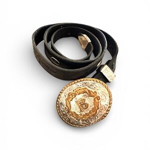 Montana Silversmiths Initial "B" Western Buckle With Nacoma Leather Belt